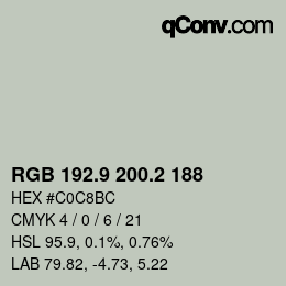 Color code: RGB 192.9 200.2 188 | qconv.com