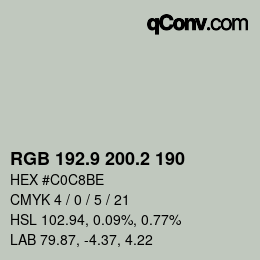 Color code: RGB 192.9 200.2 190 | qconv.com