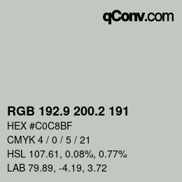 Color code: RGB 192.9 200.2 191 | qconv.com