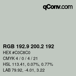 Color code: RGB 192.9 200.2 192 | qconv.com