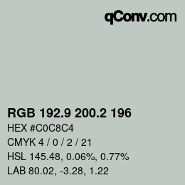 Color code: RGB 192.9 200.2 196 | qconv.com
