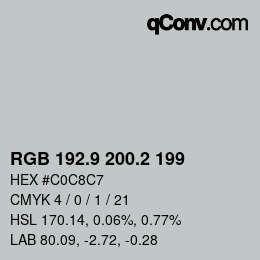 カラーコード: RGB 192.9 200.2 199 | qconv.com
