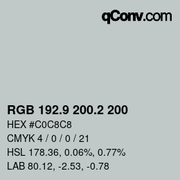 カラーコード: RGB 192.9 200.2 200 | qconv.com