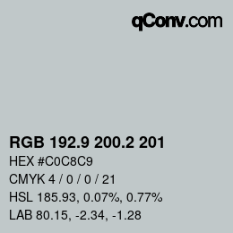 Color code: RGB 192.9 200.2 201 | qconv.com