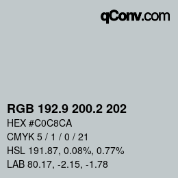 Color code: RGB 192.9 200.2 202 | qconv.com