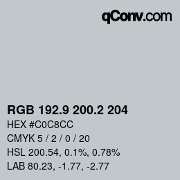 Color code: RGB 192.9 200.2 204 | qconv.com