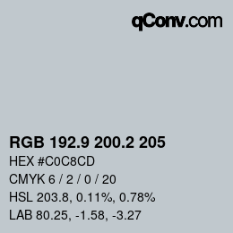 Color code: RGB 192.9 200.2 205 | qconv.com