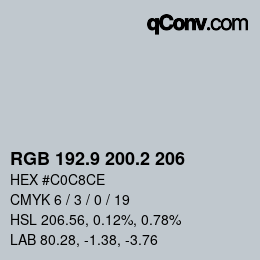Color code: RGB 192.9 200.2 206 | qconv.com