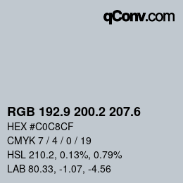 カラーコード: RGB 192.9 200.2 207.6 | qconv.com