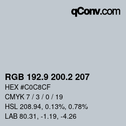 Color code: RGB 192.9 200.2 207 | qconv.com