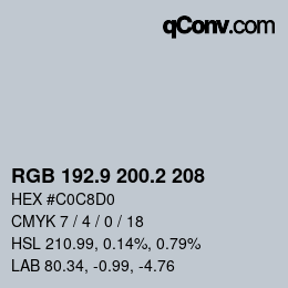Code couleur: RGB 192.9 200.2 208 | qconv.com