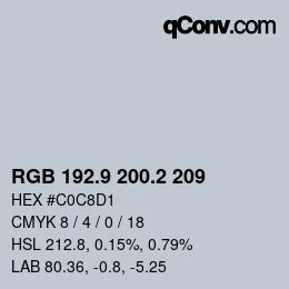 Color code: RGB 192.9 200.2 209 | qconv.com