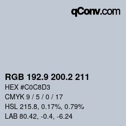 カラーコード: RGB 192.9 200.2 211 | qconv.com