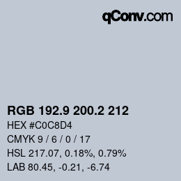Color code: RGB 192.9 200.2 212 | qconv.com