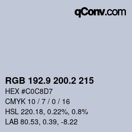 Color code: RGB 192.9 200.2 215 | qconv.com