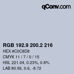 Color code: RGB 192.9 200.2 216 | qconv.com