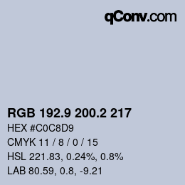 Color code: RGB 192.9 200.2 217 | qconv.com
