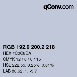 カラーコード: RGB 192.9 200.2 218 | qconv.com