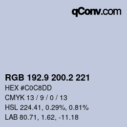 Color code: RGB 192.9 200.2 221 | qconv.com