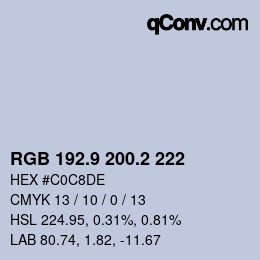 Color code: RGB 192.9 200.2 222 | qconv.com