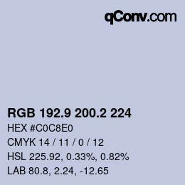 カラーコード: RGB 192.9 200.2 224 | qconv.com