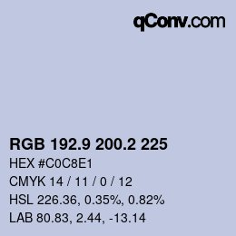 Color code: RGB 192.9 200.2 225 | qconv.com