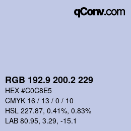 Farbcode: RGB 192.9 200.2 229 | qconv.com
