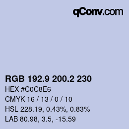 カラーコード: RGB 192.9 200.2 230 | qconv.com