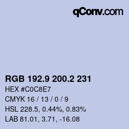 Color code: RGB 192.9 200.2 231 | qconv.com