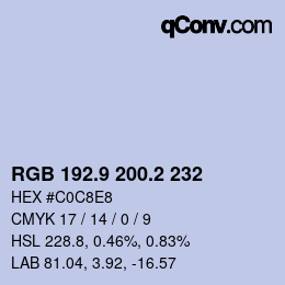 Color code: RGB 192.9 200.2 232 | qconv.com