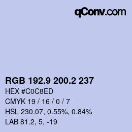 Color code: RGB 192.9 200.2 237 | qconv.com