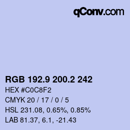 カラーコード: RGB 192.9 200.2 242 | qconv.com