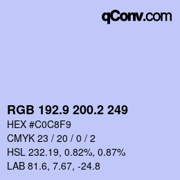 Farbcode: RGB 192.9 200.2 249 | qconv.com