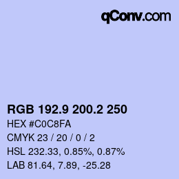 Color code: RGB 192.9 200.2 250 | qconv.com