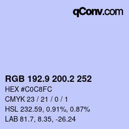 Color code: RGB 192.9 200.2 252 | qconv.com