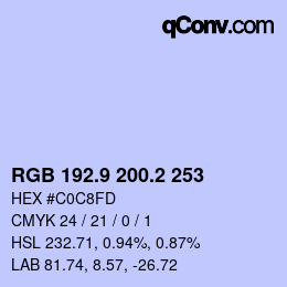 Color code: RGB 192.9 200.2 253 | qconv.com