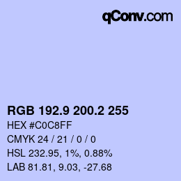 カラーコード: RGB 192.9 200.2 255 | qconv.com