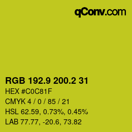 カラーコード: RGB 192.9 200.2 31 | qconv.com