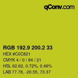 カラーコード: RGB 192.9 200.2 33 | qconv.com