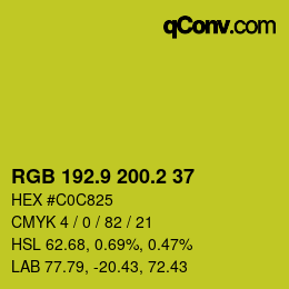 カラーコード: RGB 192.9 200.2 37 | qconv.com