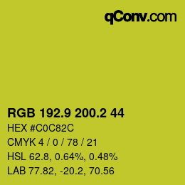 カラーコード: RGB 192.9 200.2 44 | qconv.com