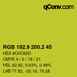 カラーコード: RGB 192.9 200.2 45 | qconv.com