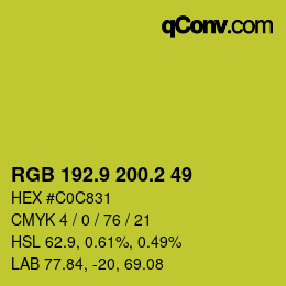 カラーコード: RGB 192.9 200.2 49 | qconv.com