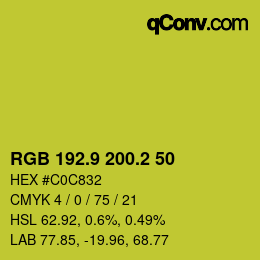 カラーコード: RGB 192.9 200.2 50 | qconv.com