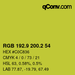カラーコード: RGB 192.9 200.2 54 | qconv.com