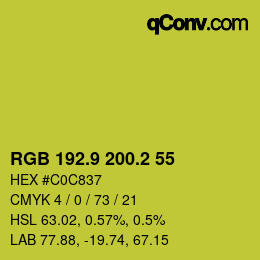 カラーコード: RGB 192.9 200.2 55 | qconv.com