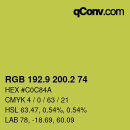 カラーコード: RGB 192.9 200.2 74 | qconv.com