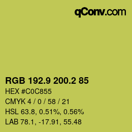 カラーコード: RGB 192.9 200.2 85 | qconv.com