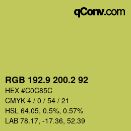 カラーコード: RGB 192.9 200.2 92 | qconv.com