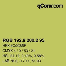 カラーコード: RGB 192.9 200.2 95 | qconv.com